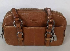 lot 290 image: Brown Leather Coach Multi Compartment Handbag - C