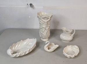 lot 283 image: Vintage Lenox Brand Porcelain Home Decor Lot Vase, Pitcher, and More - C