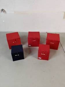 lot 256 image: Set of (5) Glass Painted Ornaments in Keepsake Boxes - B