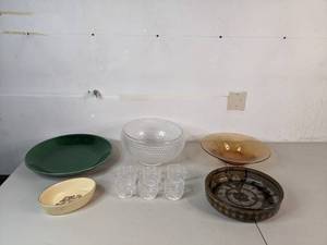 lot 260 image: Set of (5) Assorted Large Bowls - Ceramic, Glass, Punch Bowl with Cups, and more - B