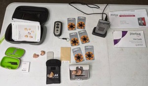 lot 334 image: Phonak Hearing Aids, Hearing Aid Batteries. Jitterbug Flip Phone, & More -B