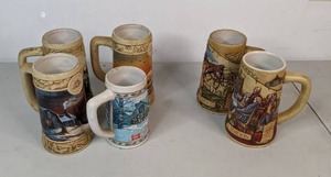 lot 301 image: Set of (6) Miller Ducks & Birth Of A Nation Beer Steins - B