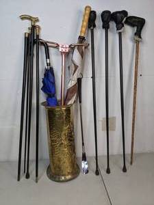 lot 306 image: Umbrella Holder, Bridges Walking Sticks, Umbrellas, & More - B