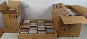 lot 329 image: Vintage Folk Rock Cassetts, Storage box, & More - B