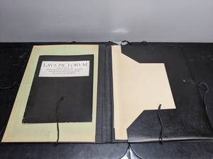 lot 411 image: Portfolio Case of Art  Laus Pictorum Portraits of 19th Century Artists Invented & Engraved by Leonard Baskin - D