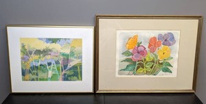lot 404 image: Set of 2 Watercolor Paintings Signed by their Artists, J. Blegen & Patricia Bratnober  - C