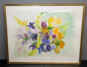 lot 406 image: Floral Watercolor Signed by Artist J. Peterson -  C