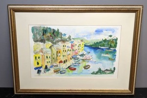 lot 407 image: Original Watercolor of Portofino Signed by French Artist, Pito  - C
