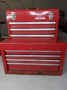 lot 362 image: Craftsman Tool Box and Chest with Miscellaneous Tools - B