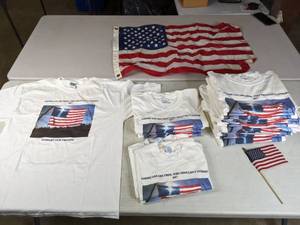 lot 367 image: American Flag and (21) Support our Troops T-Shirts - B