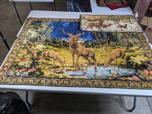 lot 358 image: Vintage Deer Scene Tapestries - B