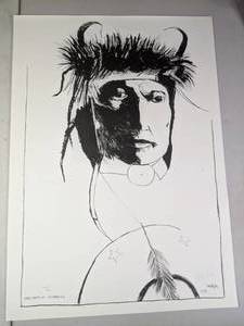 lot 444 image: SignedNumbered Lithograph Chief Wets It - Assinnboine by Leonard Baskin - D