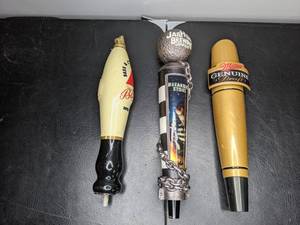 lot 385 image: Lot of (3) Beer Tap Handles - Bass, Jail House, and Miller Genuine Draft - A
