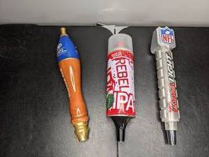 lot 387 image: Lot of (3) Beer Tap Handles - Miller Lite, Samuel Adams, and Coors Light - A