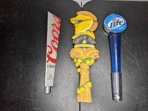 lot 382 image: Lot of (3) Beer Tap Handles - Coors Light, Shock Top, and Miller Lite - A