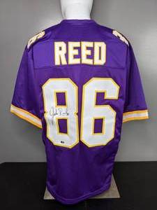 lot 379 image: Minnesota Vikings NFL Autographed Football Jersey Signed by Jake Reed - B