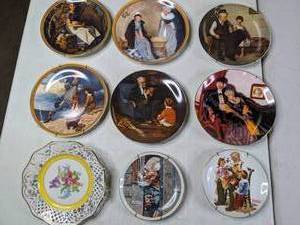 lot 482 image: Set of 8 Norman Rockwell Limited Edition Decorative Plates and Bavaria Schumann Decorative Plate - E