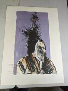 lot 456 image: SignedNumbered Lithograph Pea Twy Tuck, Sac and Fox  by Leonard Baskin - D