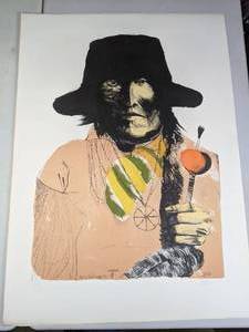 lot 458 image: SignedNumbered Lithograph Yellow Magpie, Arapahoe by Leonard Baskin - D