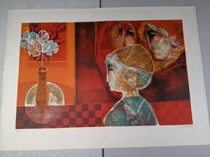 lot 459 image: SignedNumbered Lithograph of Three People (Untitled), by Spanish artist, Sunol Alvar - D