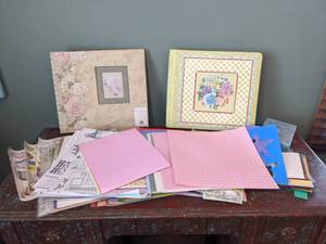 lot 728 image: Two Scrapbooking Books and Scrapbooking Materials - W