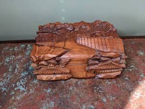 lot 712 image: Beautiful Unique Wooden Jewelry Box or Storage Box - W