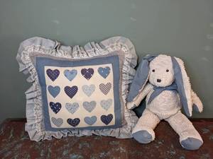 lot 713 image: Stuffed Bunny Rabbit. Decorative Pillow - W
