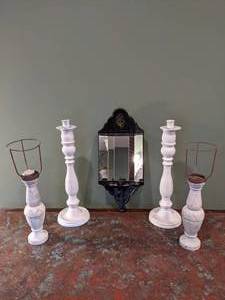 lot 717 image: Candle Sticks. Mirrored Candle Holder - W