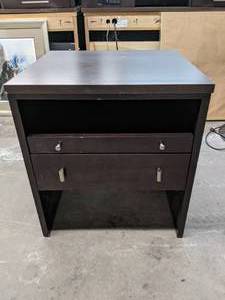 lot 587 image: Elegant 2-Drawer Dark Wood Nightstand - N