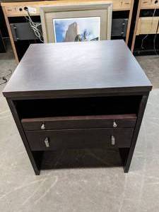 lot 589 image: Adorable 2-Drawer Dark Wood Nightstand - N