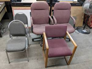 lot 517 image: Mixed Lot of (5) Office  Waiting Room  Banquet Padded Chairs - E