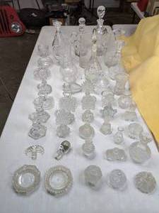 lot 493 image: Collection of Beautiful Vintage Glass Dishes, Small Decanters, Pitchers and More (Approx. 42 Pieces) - E