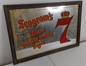 lot 34A image: Vintage Seagrams 7...Where quality drinks begin Bar Sign - N
