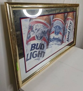 lot 36A image: Vintage Budweiser Beer Bar Mirror - N