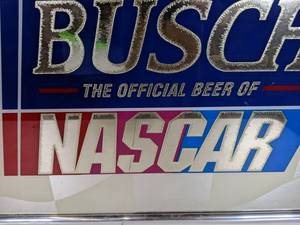 lot 49A image: Vintage Busch the Official Beer of NASCAR Framed Sign - N