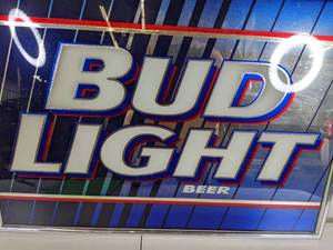 lot 51A image: Framed Bud Light Beer Sign - N