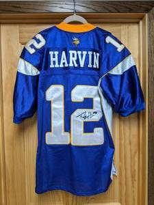 lot 418 image: New Percy Harvin Autographed NFL Minnesota Vikings Reebok Football Jersey Florida Gators WR