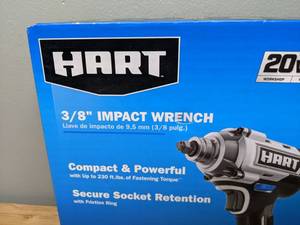 lot 430 image: Brand New Cordless HART 38 Impact Wrench & 2 HART 20V 2ah Batteries - T