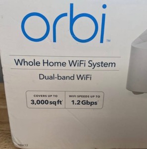 lot 43A image: Brand New NETGEAR Orbi RBK12 AC1200 Mesh WiFi System with Router and Satellite Extender - T