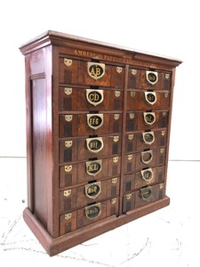 Fantastic Antique 14-Drawer File Cabinet - Ambergs Patent Cabinet Letter File