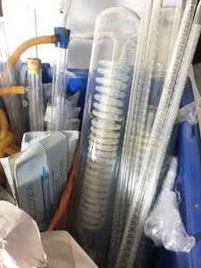 Large Bin Full of Scientific Lab Glass Equipment etc