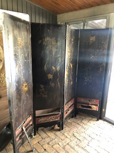 Early Antique Oriental Room Divider Screen&nbsp