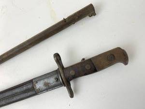 WW1 Swiss Waffenfabrik, Neuhausen Sawback Bayonet wAntique Rifle Barrel