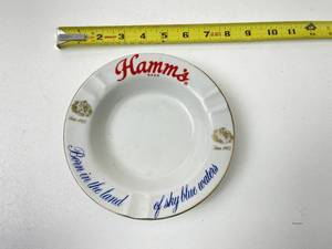 Pair of Vintage HAMMS BEER Ceramic Ashtrays