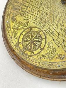 Vintage Brass on Wood SundialCelestial Chart&nbsp