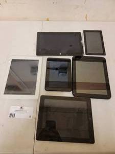 lot 08 image: 6 Tablets-2 Ipad, 2 HP,  Amazon Kindle, Microsoft Surface (for parts)