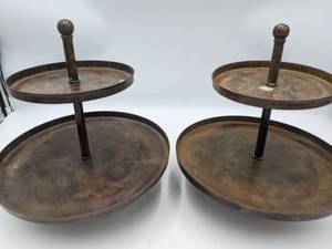 lot 94 image: Zopax Copper Two Tier Metal Serving Stand