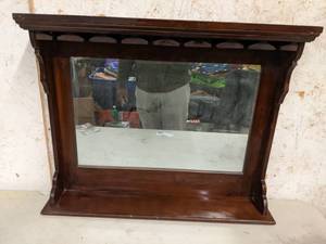 lot 88 image: 32.75x6x26.5 Vintage Hanging Mirrored Wine Glass Holder