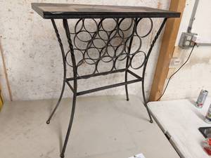 lot 97 image: Vintage 28x12x29.5 Cast Iron 11 Bottle Holder Tiled Wine Rack Stand