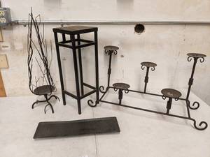 lot 100 image: 4 Cast Iron decorative Candle Holders